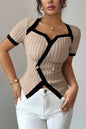 Contrast Trim Short Sleeve Top New Era Fashion LLc