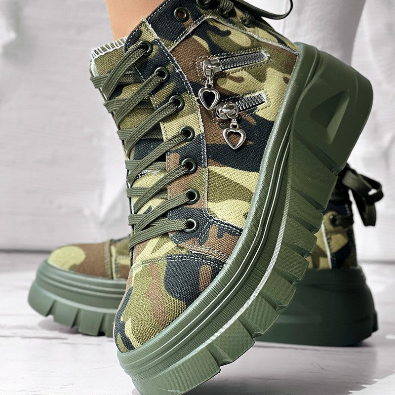 Muffin Heel Side-Zipper & Dual Lace-Up Casual Sneakers for Women FitiqueFit
