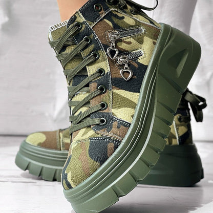 Muffin Heel Side-Zipper & Dual Lace-Up Casual Sneakers for Women FitiqueFit