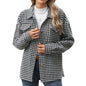 Fashion Houndstooth Lapel Tweed Coat Casual Loose Long Sleeve Jacket With Pocket Outwear Tops For Womens Clothing See size chart under “more details” The Fashion Celestial