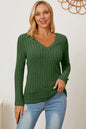 Basic Bae Full Size Ribbed V-Neck Long Sleeve T-Shirt New Era Fashion LLc
