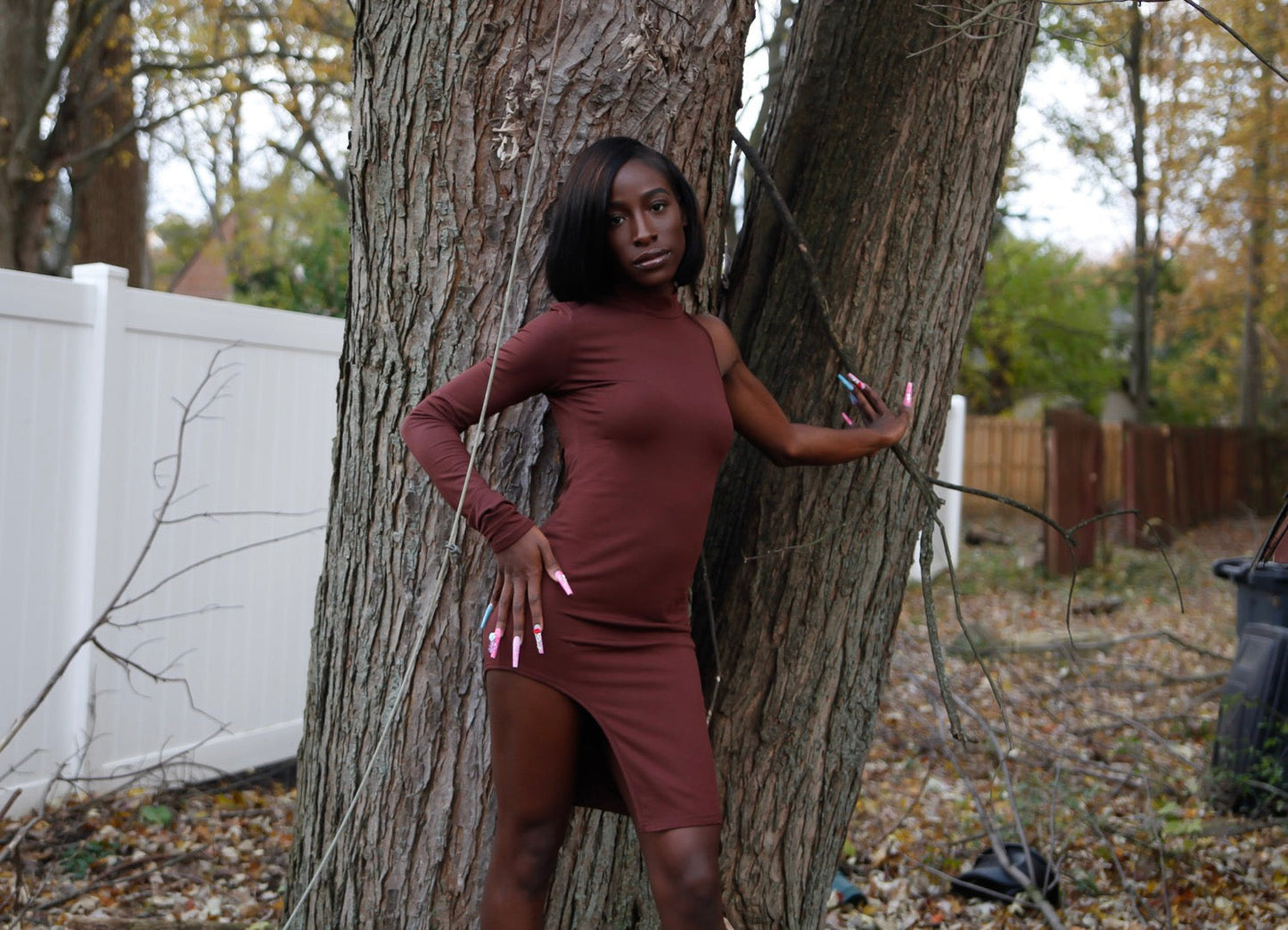 Cindy One Sleeve Midi Dress Porshia By Porshia Banks