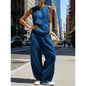 Women's Sleeveless Cardigan Top & Pants Two-Piece Set FitiqueFit