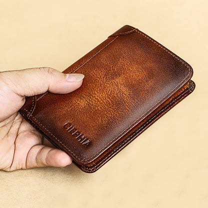 Genuine Leather Men's Wallet/Ultra-Thin Top-Grain Cowhide/Compact Multi-Function ID Credit Card Holder/RFID Blocking/Blessing Card Set/Christmas Valentine's Day Father's Day Gift NovaCart