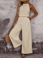 Women's Draped Neck Sleeveless Vest & Casual Pants Two-Piece Set FitiqueFit