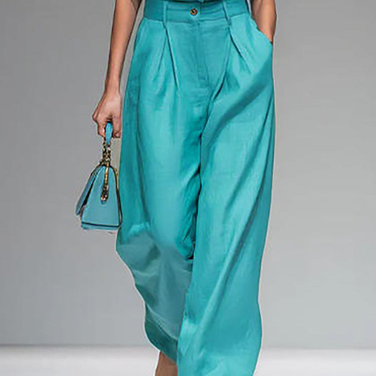 Women’s Sleeveless Vest and Wide-Leg Pants Set FitiqueFit