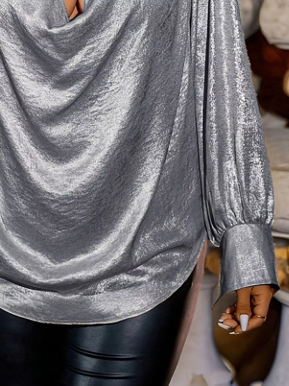 Plus Size Cowl Neck Long Sleeve Blouse See size chart under “more details” The Fashion Celestial