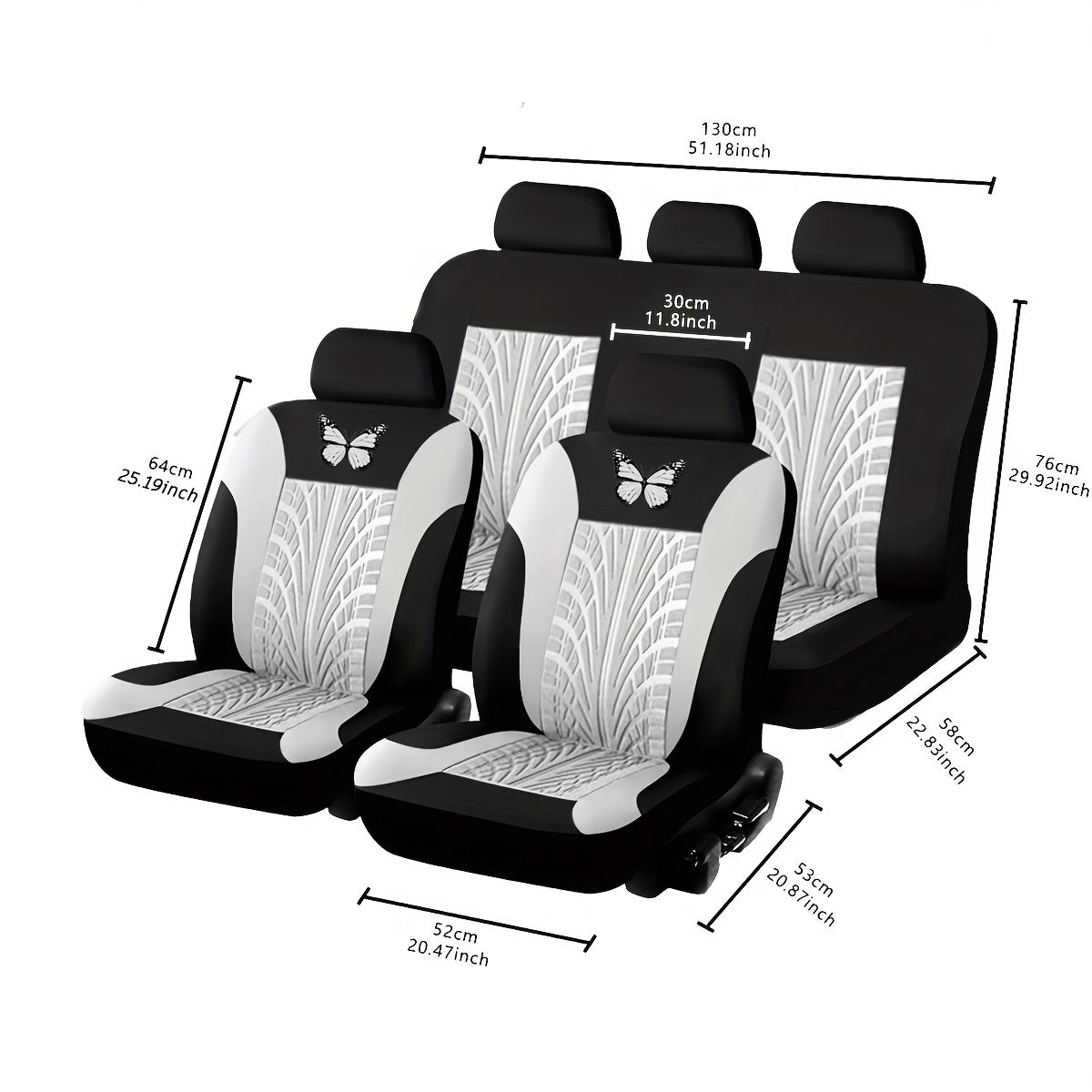 Butterfly Heat Transfer Craft Car Seat Cover for 5 Seats (Universal Type) NovaCart