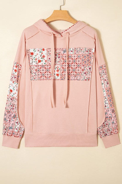 Floral Patchwork Drawstring Hoodie Shop Style & More | Fresh Looks, Everyday Deals & Free Shipping