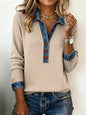 Denim Collar Patchwork Pullover Knitwear Top – Women’s Street Style FitiqueFit
