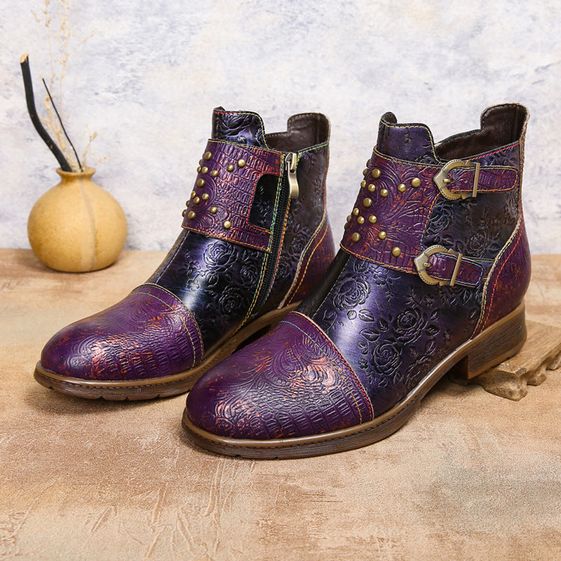 Retro Womens Rivet Belt Buckle Fashion Boots See size chart under “more details” The Fashion Celestial