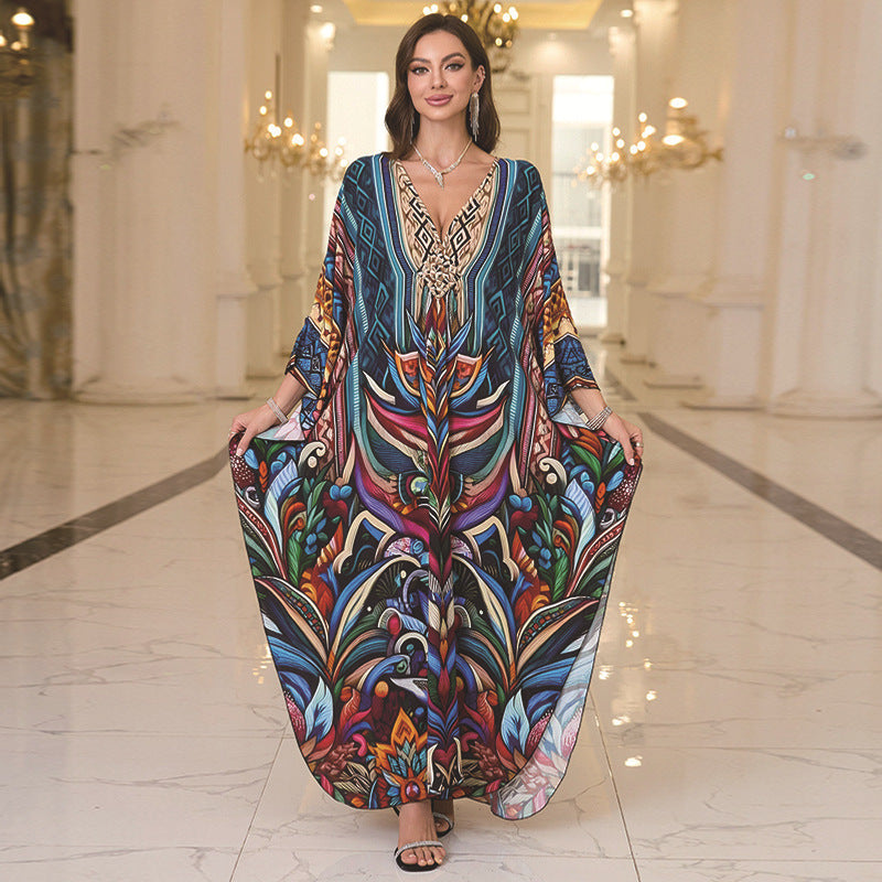 Fashion Personalized Cotton Printed Beach Dress Women Grayceful LLC
