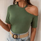 Leopard Print Off-the-Shoulder T-Shirt Sweater