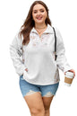 Gray Camo Leaves Patchwork Zipped Collar Pullover Plus Size Sweatshirt Garden Naked Curves