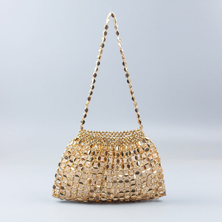 Handmade Flat Beads Woven Large Dumpling Fashion Trendy One-shoulder Handbag See size chart under “more details” The Fashion Celestial