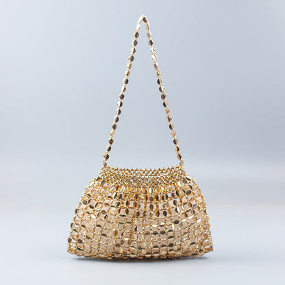 Handmade Flat Beads Woven Large Dumpling Fashion Trendy One-shoulder Handbag See size chart under “more details” The Fashion Celestial