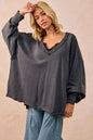 BiBi Mineral Washed French Terry Oversized Sweatshirt FitiqueFit