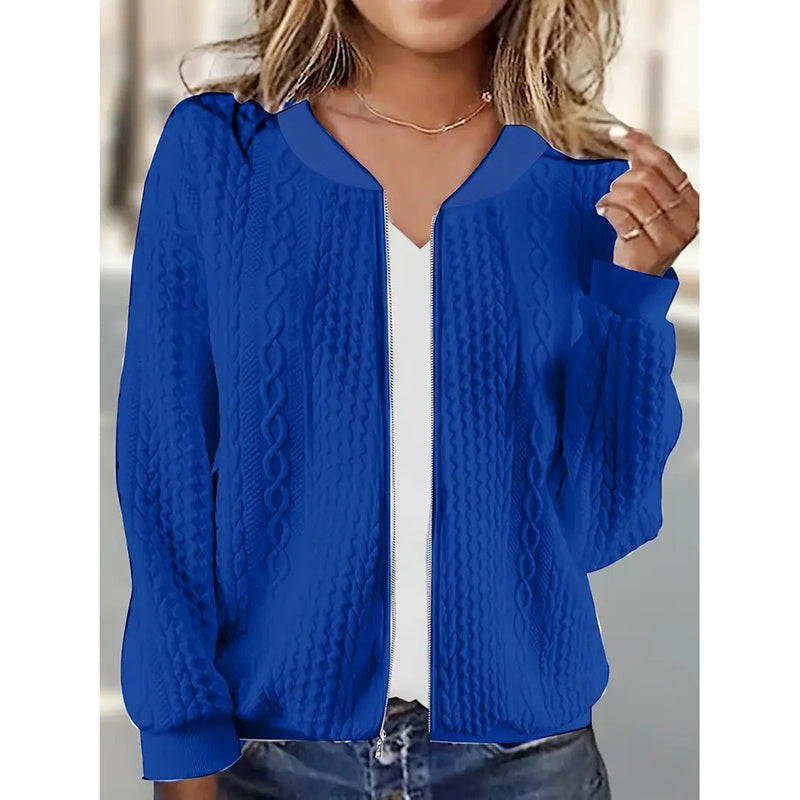Bomber Jackets For Women Cute Jacquard Coats Lightweight Zip Up Jackets FitiqueFit