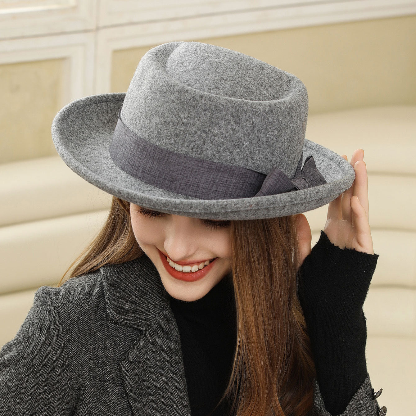 Vintage Bow British Retro Flat Top Hat for Women FitiqueFit