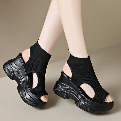 Cutout Mesh Wedge Sandals New Era Fashion LLc