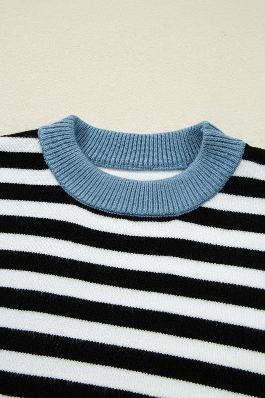 Stripe Colorblock Sleeve Ribbed Trim Sweater Shop Style & More | Fresh Looks, Everyday Deals & Free Shipping