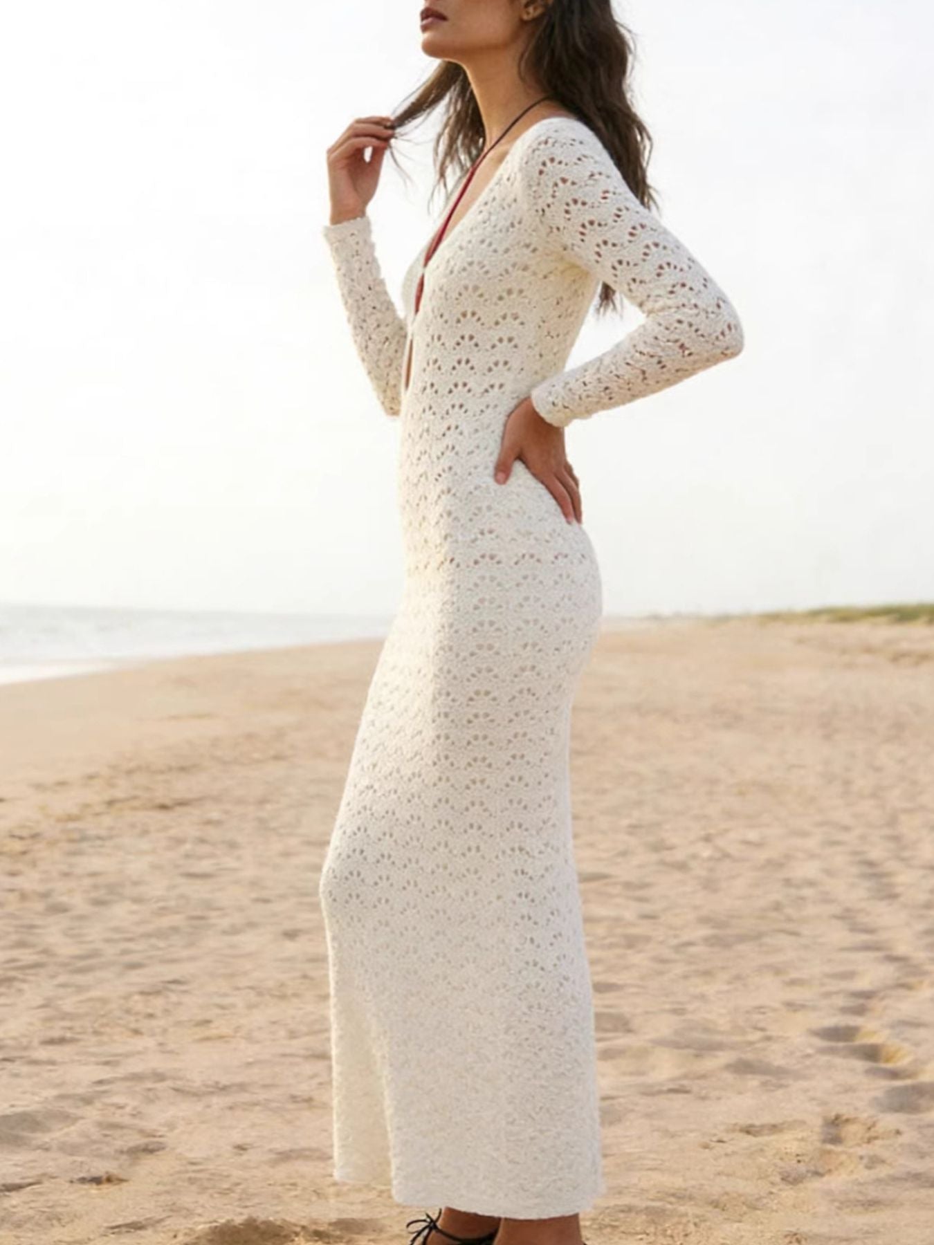 Crochet Knit Cover-Up Dress New Era Fashion LLc