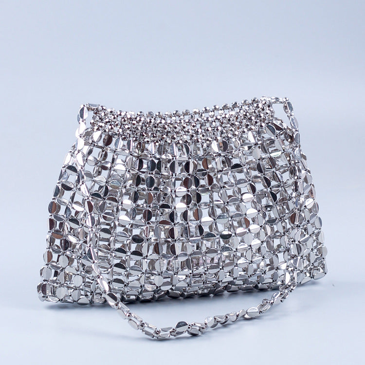 Handmade Flat Beads Woven Large Dumpling Fashion Trendy One-shoulder Handbag See size chart under “more details” The Fashion Celestial