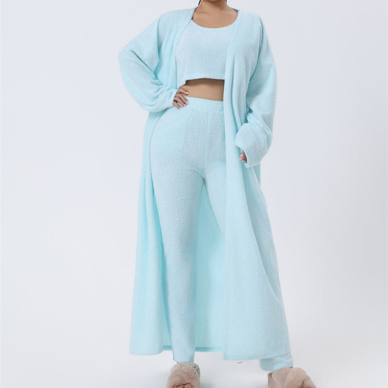 Cozy Pajama Set, 3 Piece Lounge Set, Cute Loungewear, Warm Suit Sets, Matching Set, Lounge Set, 3 Piece Pant Sets, Women Winter Dress Grayceful LLC