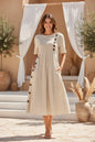 Button-Down Swing Maxi Dress – Short Sleeve Pocket Pullover Long Dress FitiqueFit