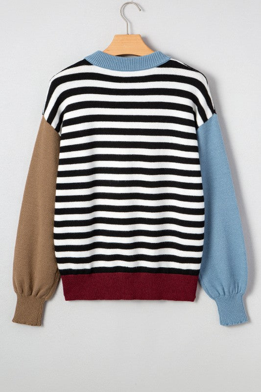 Stripe Colorblock Sleeve Ribbed Trim Sweater Shop Style & More | Fresh Looks, Everyday Deals & Free Shipping