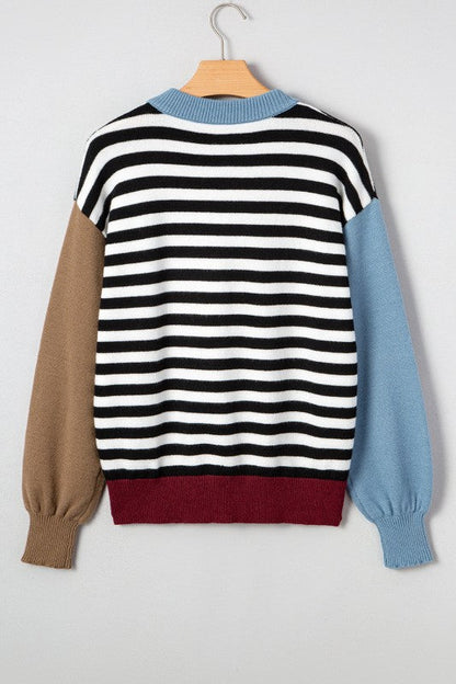 Stripe Colorblock Sleeve Ribbed Trim Sweater Shop Style & More | Fresh Looks, Everyday Deals & Free Shipping