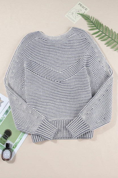Stripe Ribbed Knit Boat Neck Sweater Shop Style & More | Fresh Looks, Everyday Deals & Free Shipping