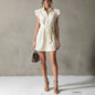 Women's Drop-Shoulder Polo Neck Lace-Up Mini Dress – Slim Fit FitiqueFit