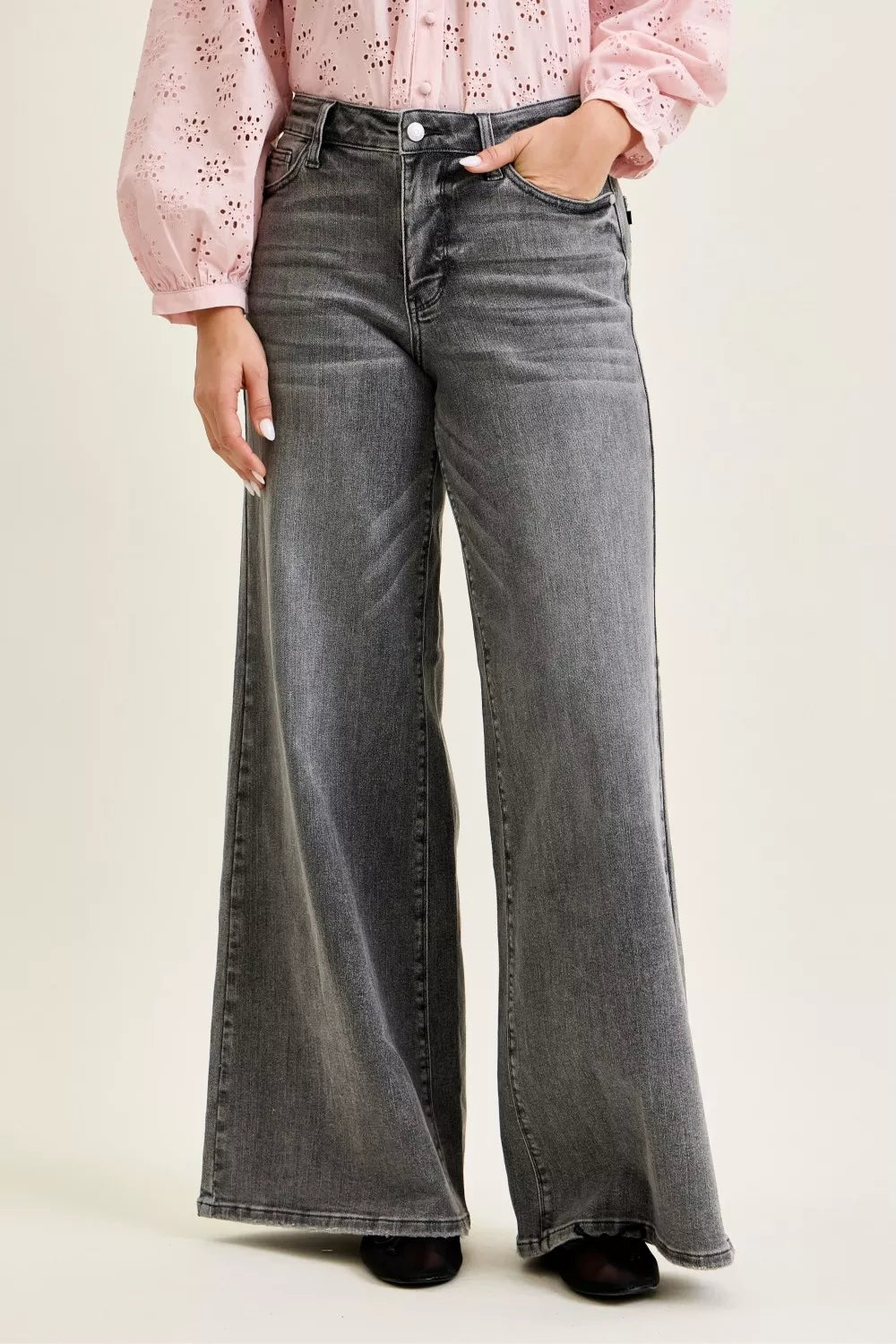 Judy Blue Mid Rise Palazzo Split Back Yoke New Era Fashion LLc
