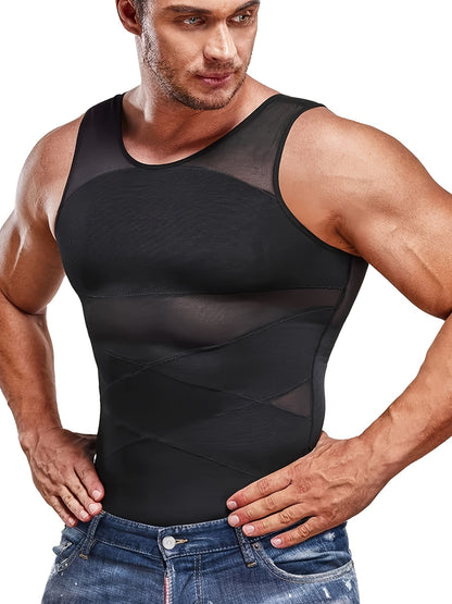 SCARBORO Men's Compression Shirt for Body Shaper Slimming Vest Tight Tummy Underwear Tank Top NovaCart