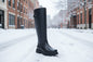 Women’s Retro British-Style Riding Boots – Leather Belt Buckle Knee Boots FitiqueFit