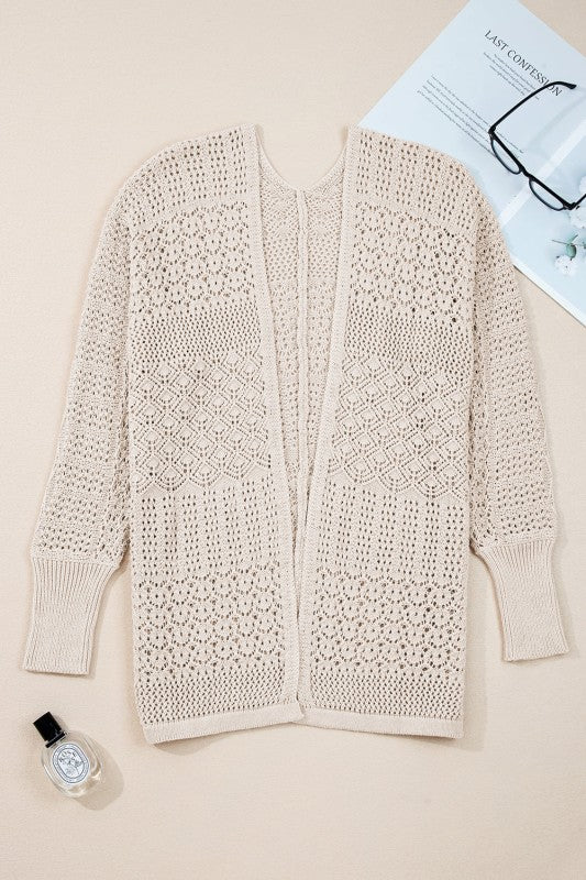 Solid Hollow Knit Open-Front Cardigan Shop Style & More | Fresh Looks, Everyday Deals & Free Shipping