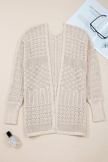 Solid Hollow Knit Open-Front Cardigan Shop Style & More | Fresh Looks, Everyday Deals & Free Shipping