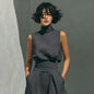 Women’s Cotton Linen Two-Piece Set – Sleeveless Top & Wide-Leg Pants FitiqueFit