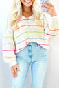 Stripe V-Neck Drop Shoulder Sweater Shop Style & More | Fresh Looks, Everyday Deals & Free Shipping