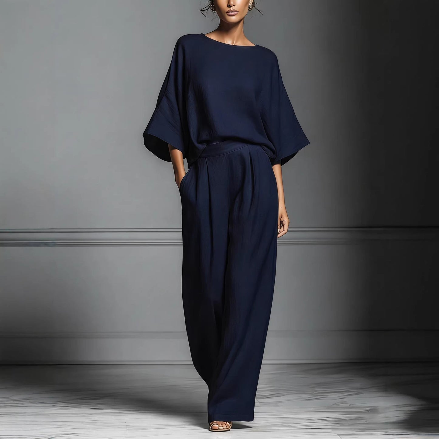 Women’s Flared-Sleeve Linen Suit Two Piece Set FitiqueFit