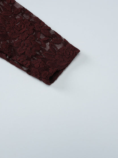 Lace One-Shoulder Long Sleeve Top New Era Fashion LLc