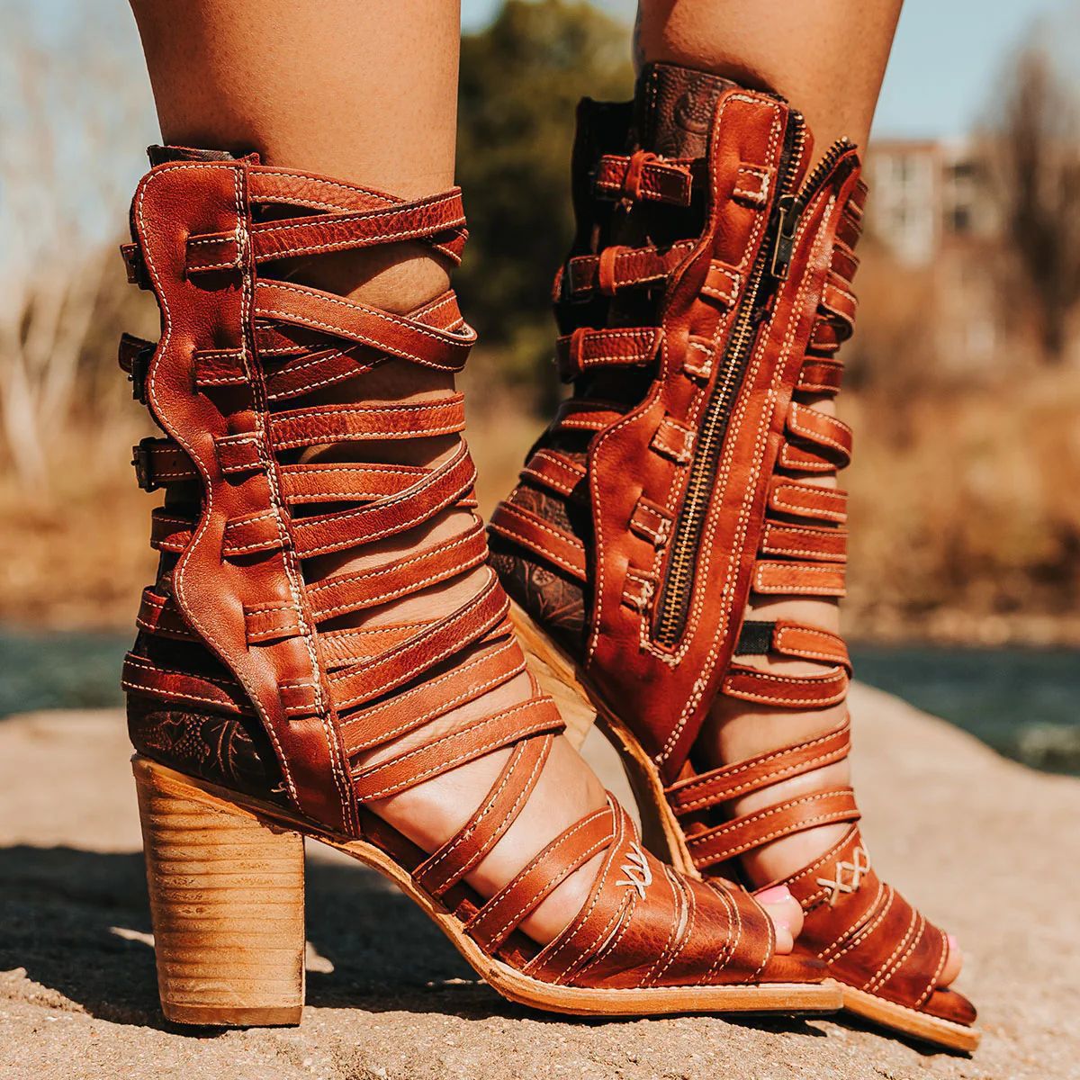 Womens Retro Stiletto-Strap Cutout Sandals See size chart under “more details” The Fashion Celestial