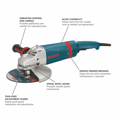 BOSCH 1893-6 9 In. 15 A Large Angle Grinder with Rat Tail Handle VM Hardware