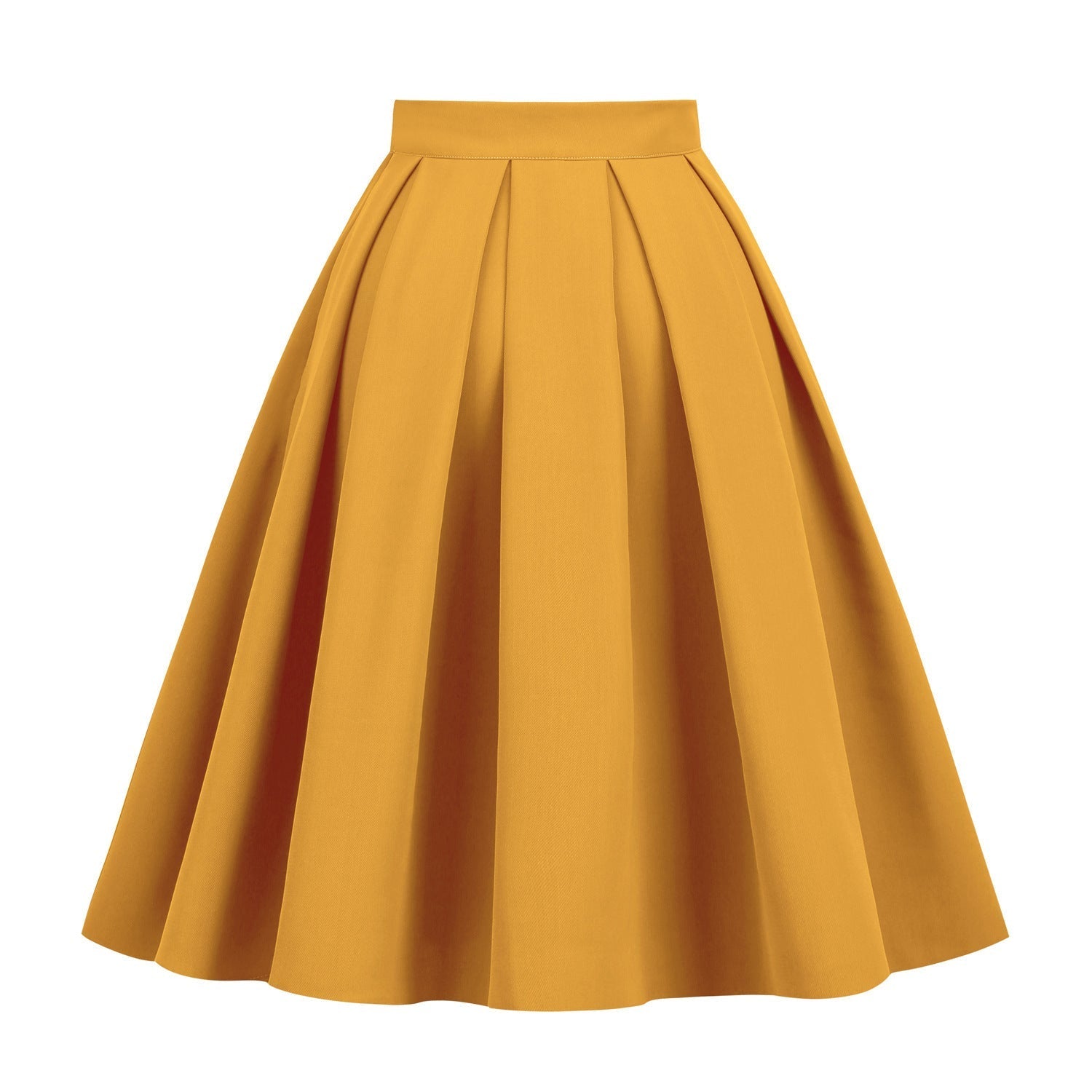 Solid Color A- Line Waist Fitted Umbrella Swing Mid-waist Large Swing All-matching Bubble Skirt Grayceful LLC