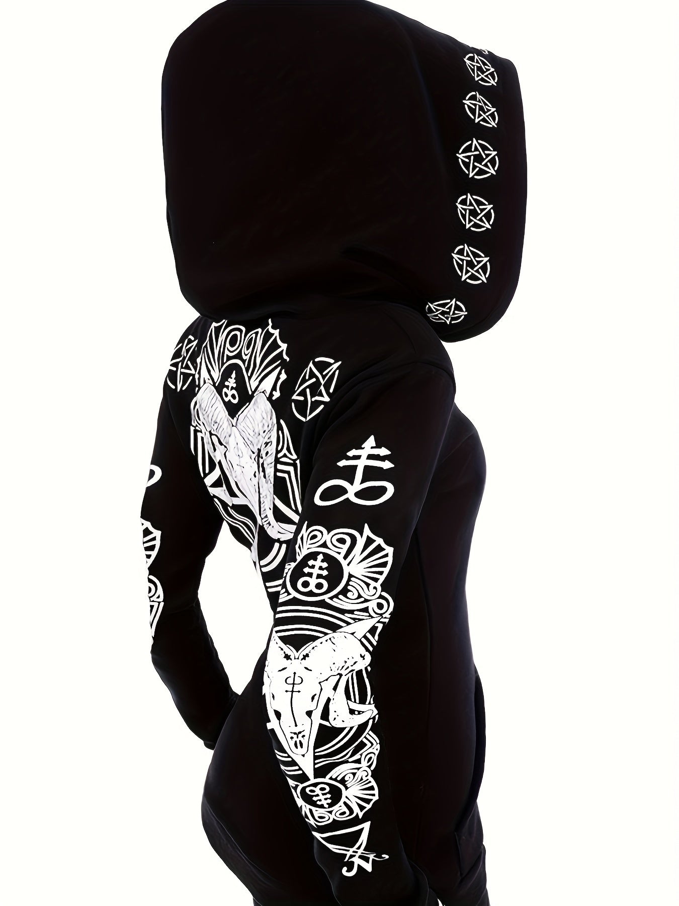 Women's Fashion Punk Style Geometric Print Zipper Sweatshirt NovaCart
