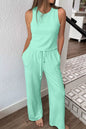 Drawstring Elastic Waistband Solid Color Two Piece Casual Set New Era Fashion LLc