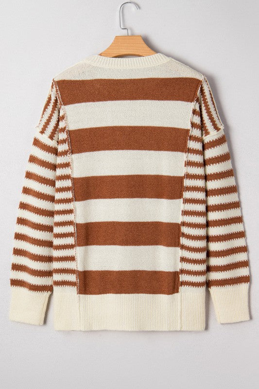 Stripe Patchwork Drop Shoulder Sleeve Sweater Shop Style & More | Fresh Looks, Everyday Deals & Free Shipping