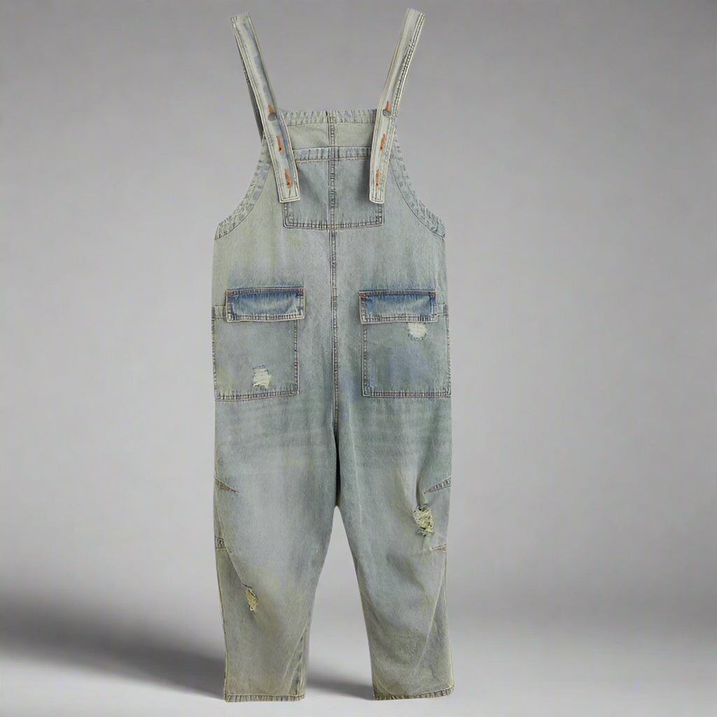 Women's Summer Retro Nostalgic Ripped Denim Overalls FitiqueFit