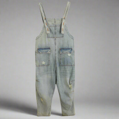 Women's Summer Retro Nostalgic Ripped Denim Overalls FitiqueFit